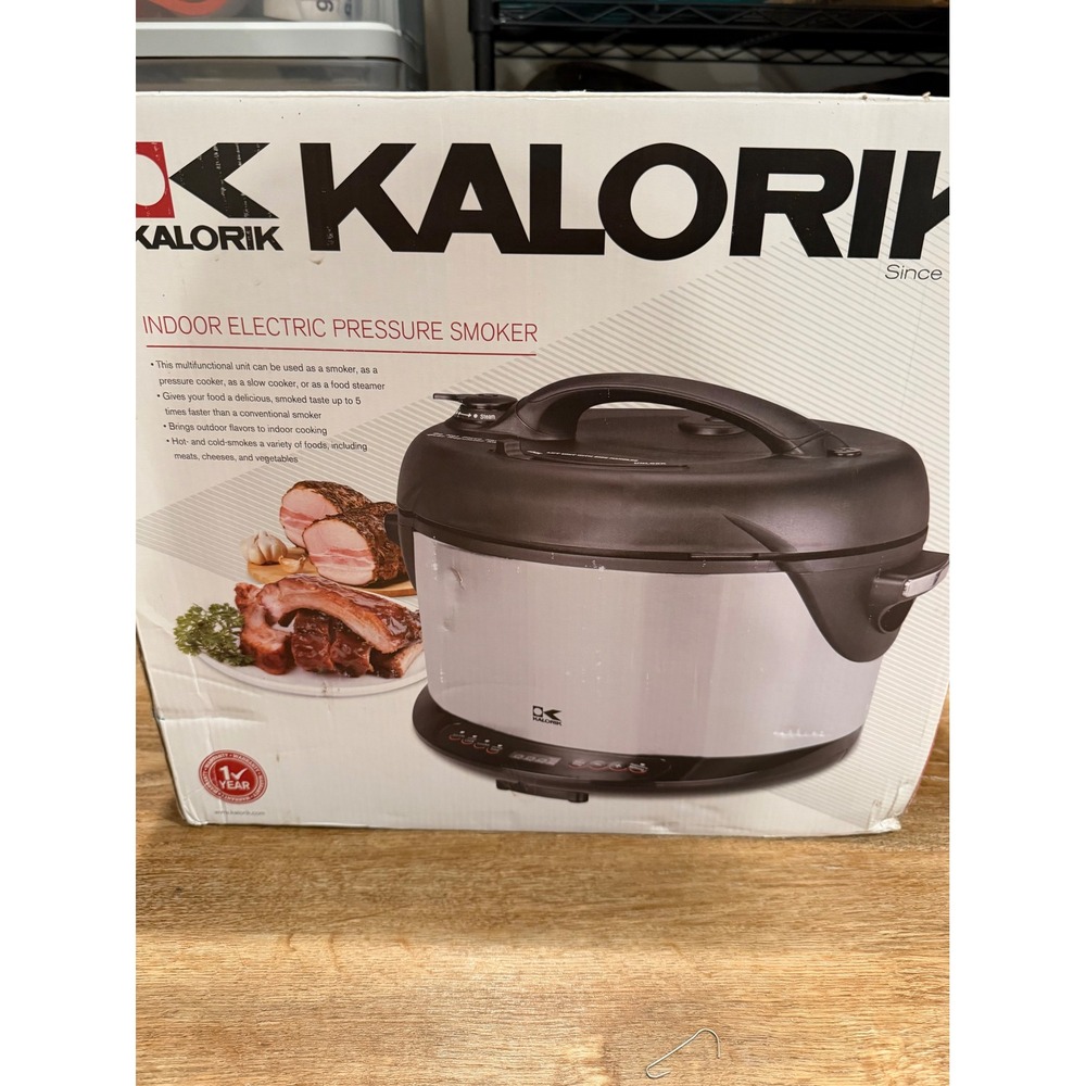 NEW Kalorik Indoor Electric Pressure Smoker Slow Cooker Steamer Stainless Black